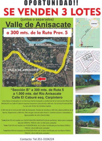 Terreno en Venta en SECCION C vALLE DE ANISACATE, Córdoba