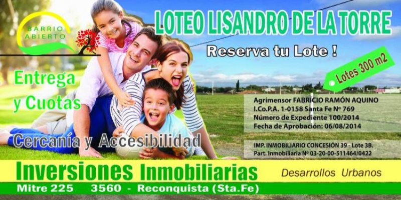 Foto Terreno en Venta en LAS FLORES, Reconquista, Santa Fe - TEV95732 - BienesOnLine
